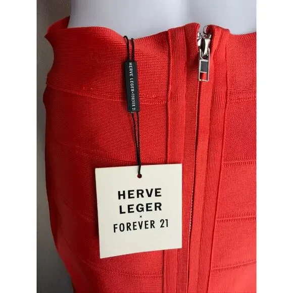 Hervé Léger x Forever 21 Bandage Dress Orange Cutout NWT XL - Picture 3 of 6